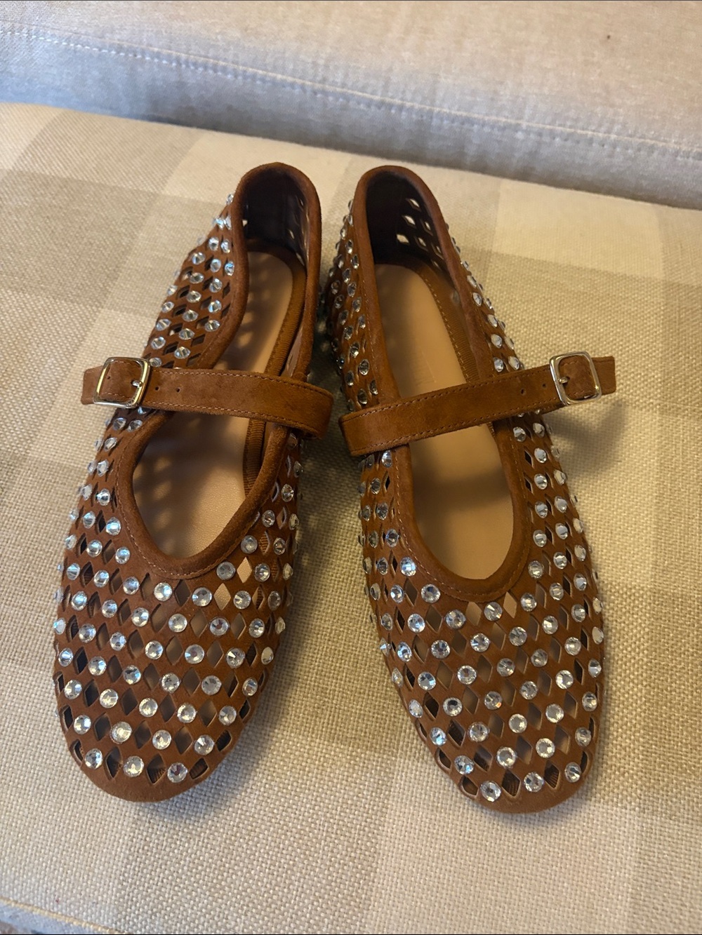 Steve Madden Brown Studded Mary Jane Flats